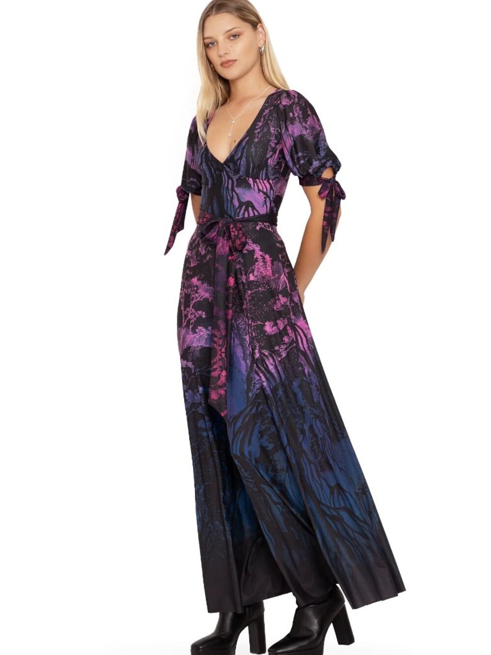 NWT Blackmilk Hokusai’s Waterfalls Dress Japanese Gothic Boho Fantasy Maxi XS - Picture 2 of 11